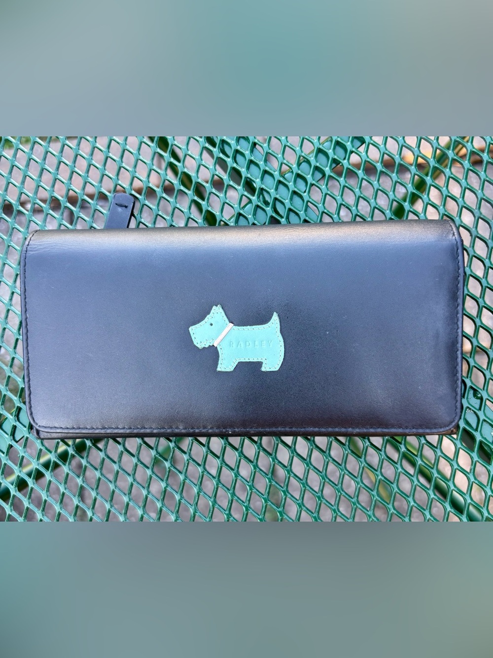 RADLEY Black Wallet with Teal Scottie Dog Accent
